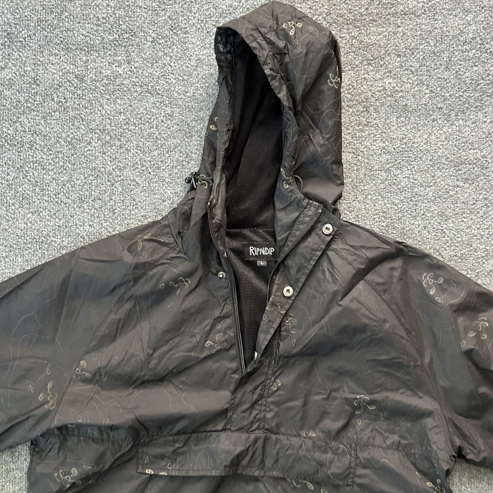 Ripndip Jacket Mens Large Cat Face Print Pullover Hooded Windbreaker Drawstring - Picture 2 of 13